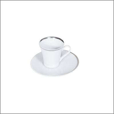 Tasse et sous-tasse à café 'Elipse argent'